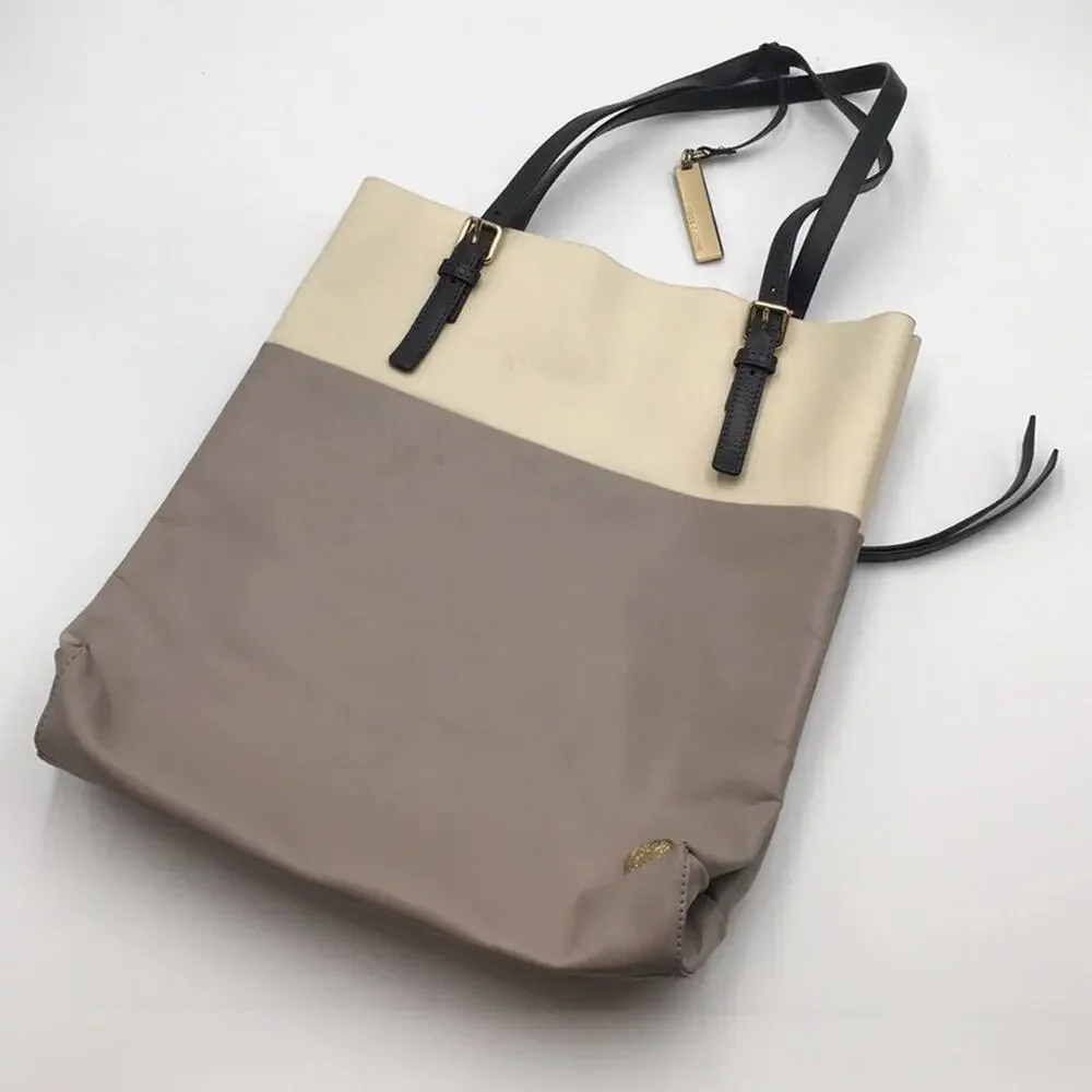 Vince Camuto gray leather tote bag 2 comp+pocket